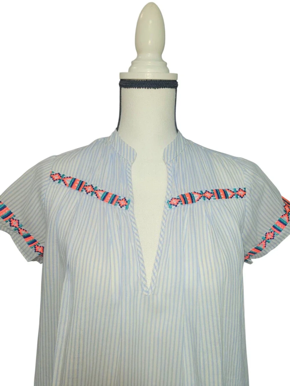 J.Crew Striped & Embroidered Tunic Dress